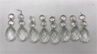 8 Clear Glass Prisms Pendants From Vintage