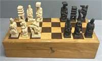 Asian Carved Soapstone Chess Set