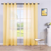 Yellow Sheer Curtains 52"x84", 2 Panels