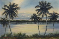 JOHN T. VIGNARI (1919-2014) PALM TREES PAINTING