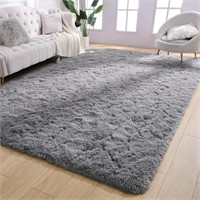 Grey Fluffy Rugs for Bedroom Living Room