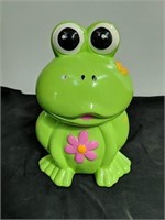 8" ceramic frog piggy bank
