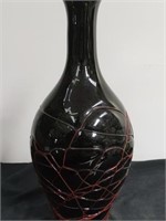 15" red glass vase