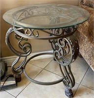 F - METAL BASE SIDE TABLE W/ GLASS TOP (A4)