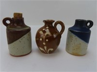 3 Miniature Pottery Jugs, 1 is Marked 1099 - 3" T