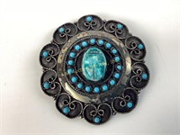 800 silver pendant with Egyptian faience scarab.