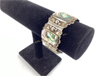 Stunning Mexican silver & abalone bracelet,