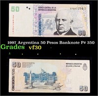 1997 Argentina 50 Pesos Banknote P# 350 Grades vf+