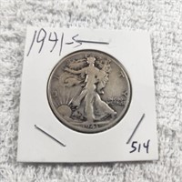1941S Walking Liberty Silver Half Dollar