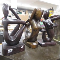 3 - WOODEN LADY STATUES