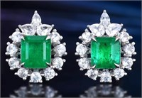 3.2ct Natural Emerald 18Kt Gold Earrings