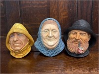 Three Bosson English Chalkware Heads