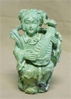 Chinese Carved Turquoise Lucky God Benten Figure.