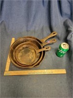 Lot of 3 Cast Iron Frying Pans MSE & Other