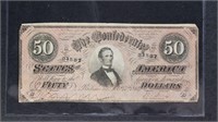 1864 CSA Currency $50 Note T-66, Confederate State