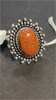Red Stone German Silver Ring