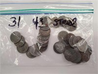 Bag of (31) 1943 Steel Wartime Pennies