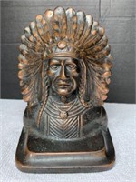 Vintage Native American Bronze Indian Chief Heavy