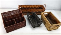 (4) Decorative Woven Storage Baskets