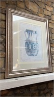 52”x41” Large Framed Painting of Vase