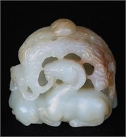 Fine Chinese celadon russet jade carving