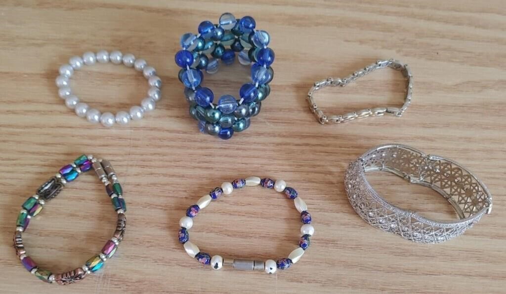 Lot Of Six Bracelets Like New