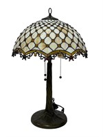 Tiffany Style Stained Glass Table Lamp w/  Jewels