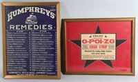 2-VINTAGE ADVERTISING SIGNS, HUMPHREY'S & MORE