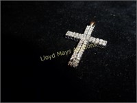 10k Gold & Diamond Cross Necklace Pendant
