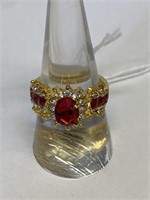 Ring size 7 w/rubies gold overlay .925