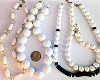 Four Nice Vintage White & Black Necklaces