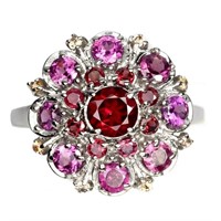 Natural Rhodolite Garnet & Sapphire Ring