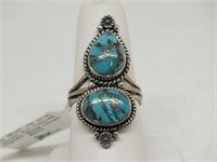 STERLING SILVER & CABOCHON TURQUOISE RING