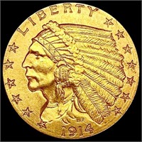 1914-D $2.50 Gold Quarter Eagle CHOICE AU