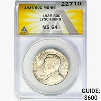 1936 Lynchburg Half Dollar ANACS MS64