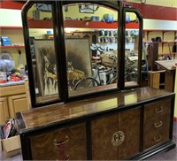 Vintage Bernhardt Ming Burl Wood Dresser