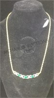 STERLING NECKLACE  WITH GREEN GEMSTONES