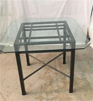 Black Metal Table w/ Square Glass Top Y1B