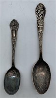2 Unity Silver Co. sppons; 1 with Indian