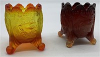 2 Guernsey glass Sleepy Eye toothpick holders