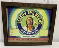 framed Sleepy Eye Brand Egg package label