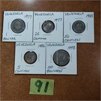 5 Venezuala coins