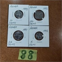 4 Aruba coins