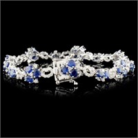 14K Gold Bracelet 7.68ctw Sapphires & 1.89ctw Diam