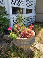 Concrete planter, asst yard art