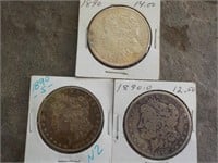 3 Silver Dollars Ea Each x 3 1890, 1890 S, 1890 S