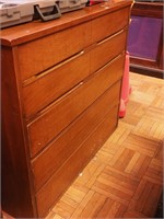 Wooden oak mid-century modern chest with