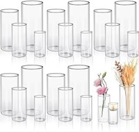 Turstin 20 Pieces Glass Cylinder Vase Bulk Tall