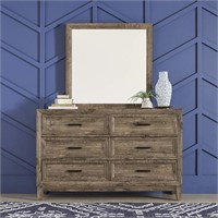 Ridgecrest Dresser & Mirror, 60"x17"x76", Brown