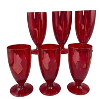 6 Vintage Ruby Red Glasses